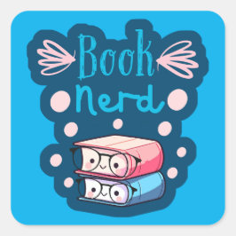 Pegatina Cuadrada Cuesta de libros Kawaii Style
