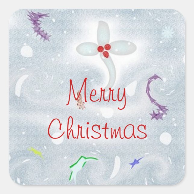 Pegatina Cuadrada Cuesta Feliz Navidad (Anverso)