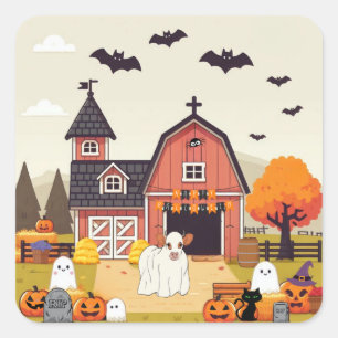 Pegatina Cuadrada Cuesta vaca de Halloween