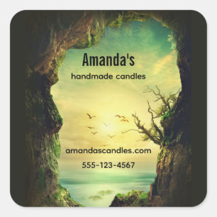 Pegatina Cuadrada Cueva con vistas al mar Escenario de fotografía