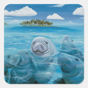 Pegatina Cuadrada Cuidad Manatee Glossy Pegatinas Square