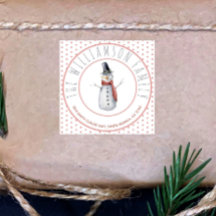 Cuidada acuarela Snowman nombre familia Polka Dot