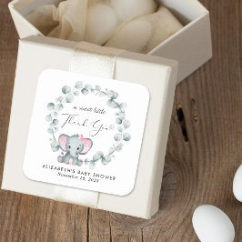 Pegatina Cuadrada Cuidada Elefante Niña Ducha Gracias