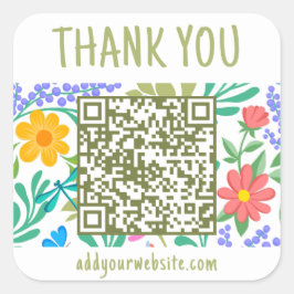 Pegatina Cuadrada Cuidada Naturaleza Floral Gracias Por Su Compra