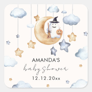 Pegatina Cuadrada Cuidada Un Pequeño Boo Estrellas De Luna Baby Show