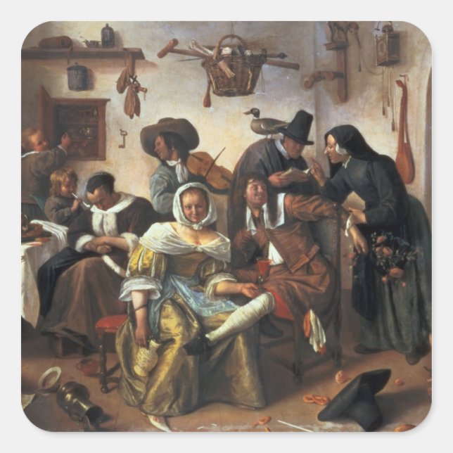 Pegatina Cuadrada Cuidado con el lujo, c.1663 (Anverso)