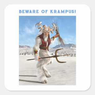 Pegatina Cuadrada ¡Cuidado con Krampus!