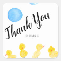 Cuidados Ducks Hand Watercolor Baby Shower Gracias