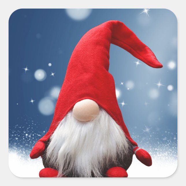 Pegatina Cuadrada Cuidados Navidades de Santa Snow Stars (Anverso)