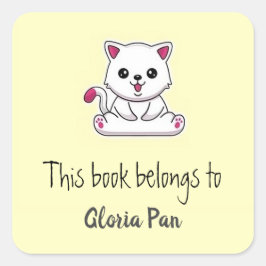 Pegatina Cuadrada Cuidadoso gato amarillo