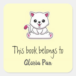 Pegatina Cuadrada Cuidadoso gato amarillo