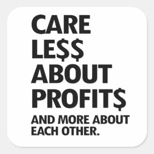 PEGATINA CUADRADA CUIDAR MENOS CON LOS BENEFICIOS