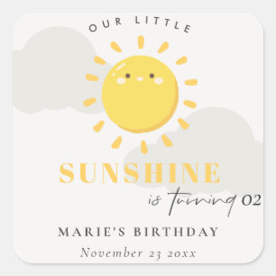 Pegatina Cuadrada Cuidar nuestro pequeño sol amarillo cualquier edad