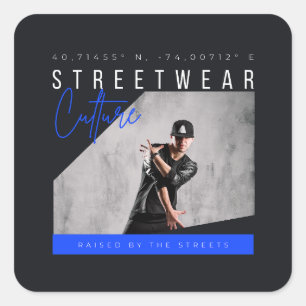 Pegatina Cuadrada Cultura Streetwear Estilo de Baile Urbano