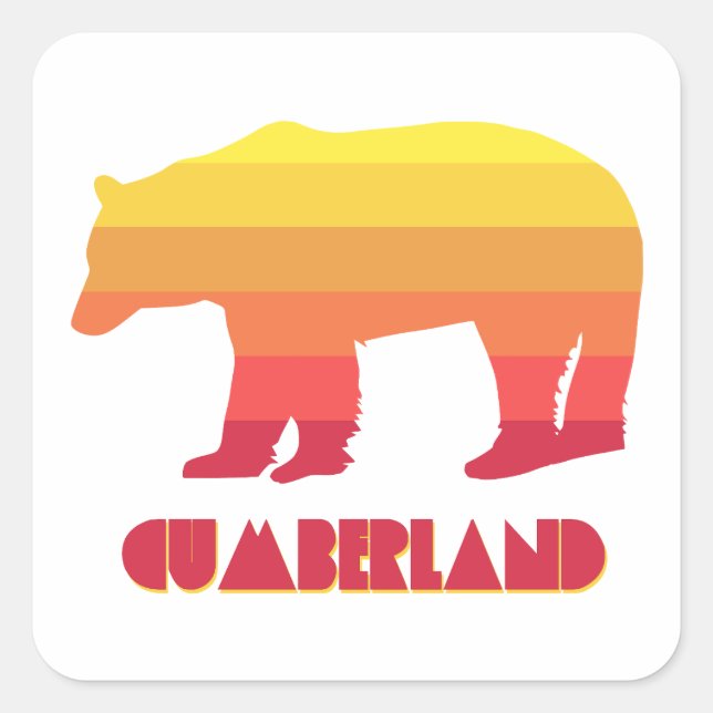 Pegatina Cuadrada Cumberland Maryland Rainbow Bear (Anverso)