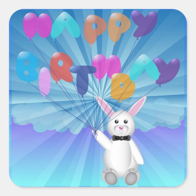 Pegatina Cuadrada cumpleaños (Anverso)