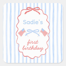 Pegatina Cuadrada Cumpleaños 4 de Julio