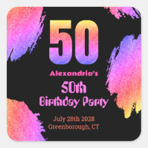 Cumpleaños 50 neon rosa brillo fiesta