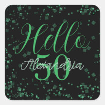 Cumpleaños 50 Personalizado Elegante Negro y Verde