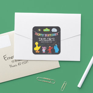 Pegatina Cuadrada Cumpleaños Arcoíris Pizarra Amigos de la Calle Sés