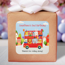 Cumpleaños Autobús Rojo de Dos Plantas Animales Li