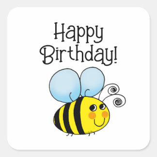 Pegatina Cuadrada Cumpleaños! (aveja)