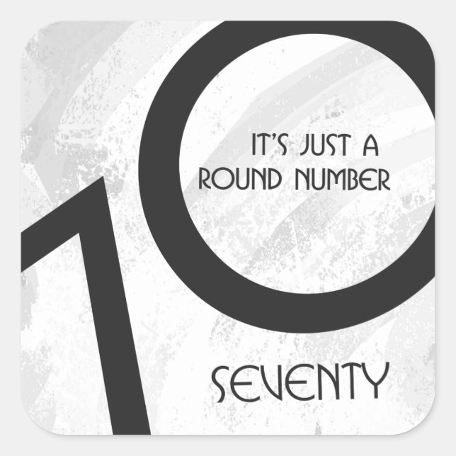 Pegatina Cuadrada Cumpleaños blanco de 70 décadas (Anverso)