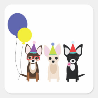 Pegatina Cuadrada cumpleaños-chihuahuas-stelieandco
