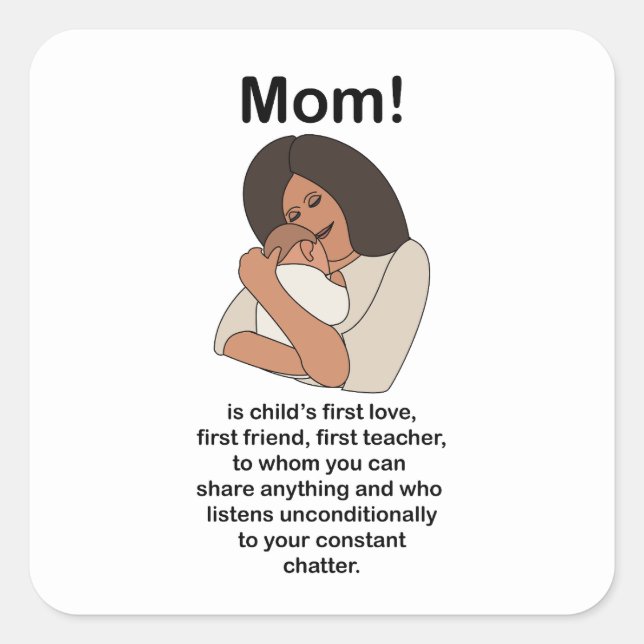 Pegatina Cuadrada Cumpleaños Cita Mamá Mami Madre (Anverso)