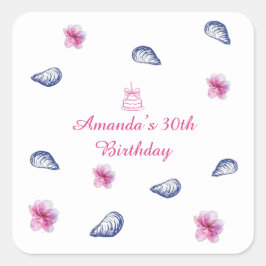 Pegatina Cuadrada Cumpleaños con ambiente griego