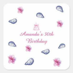 Pegatina Cuadrada Cumpleaños con ambiente griego