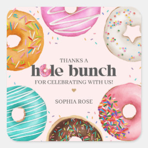 Pegatina Cuadrada Cumpleaños con Donas Rociadas Favor para Baby Show
