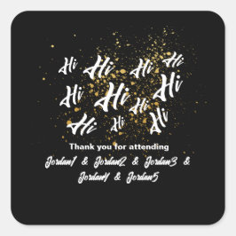 Pegatina Cuadrada Cumpleaños Conjunto de Amigos del Grupo de Oro Neg