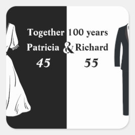 Pegatina Cuadrada Cumpleaños Conjunto de Doble Celebración 100 años