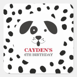 Pegatina Cuadrada Cumpleaños dálmata mancha negra perro