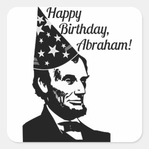 Pegatina Cuadrada Cumpleaños de Abraham Lincoln