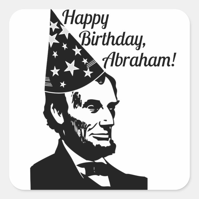 Pegatina Cuadrada Cumpleaños de Abraham Lincoln (Anverso)