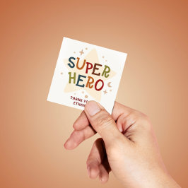 Pegatina Cuadrada Cumpleaños de animales lindos superhéroes para niñ