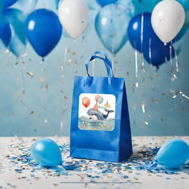 Pegatina Cuadrada Cumpleaños de Ballenas de Tiempo Gracias (Subido por el creador)