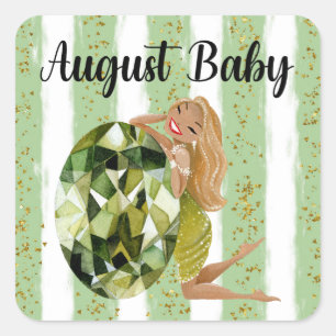 Pegatina Cuadrada Cumpleaños de bebé de agosto Sticker