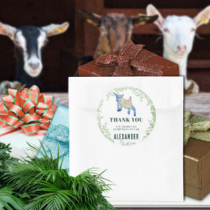 Pegatina Cuadrada Cumpleaños de Cabra Saltarina Agradecimiento