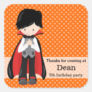 Pegatina Cuadrada cumpleaños de Drácula Halloween