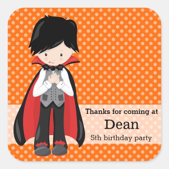 Pegatina Cuadrada cumpleaños de Drácula Halloween (Anverso)