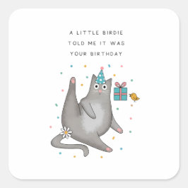 Pegatina Cuadrada Cumpleaños de gato