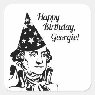 Pegatina Cuadrada Cumpleaños de George Washington