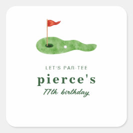 Pegatina Cuadrada Cumpleaños de Golf 
