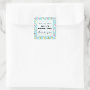 Pegatina Cuadrada Cumpleaños de Guay Summer Popsicle