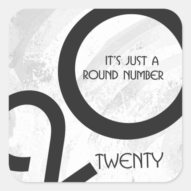 Pegatina Cuadrada Cumpleaños de la Década Blanca (Anverso)