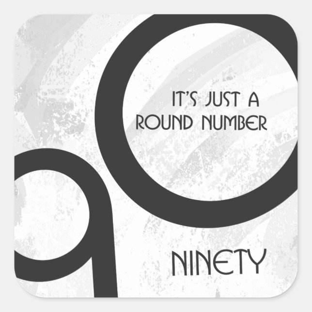 Pegatina Cuadrada Cumpleaños de la Década Blanca 90 (Anverso)