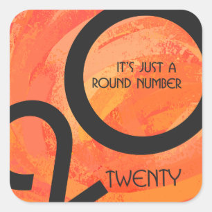 Pegatina Cuadrada Cumpleaños de la Década naranja